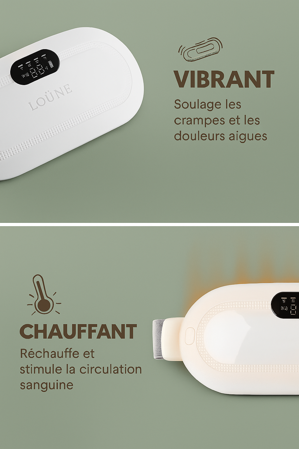 LOÜNE - Ceinture menstruelle chauffante & massante