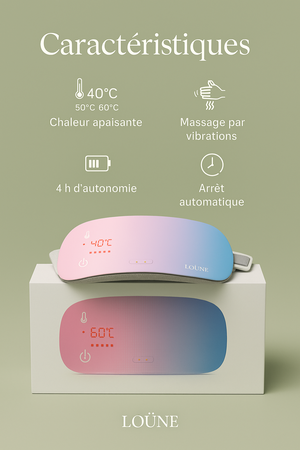 LOÜNE - Ceinture menstruelle chauffante & massante