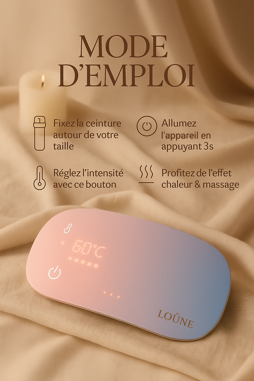 LOÜNE - Ceinture menstruelle chauffante & massante